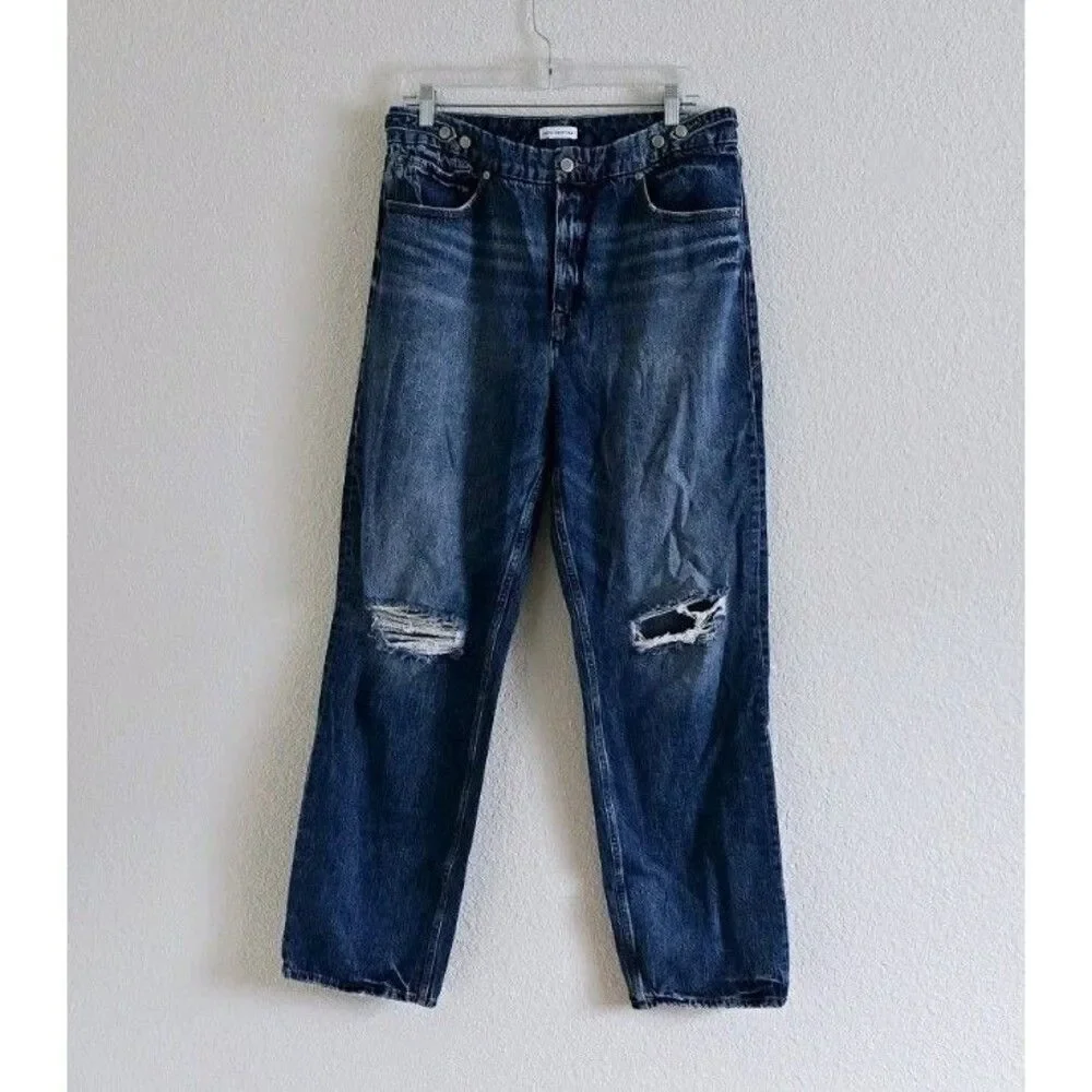 Good American Good 90's Straight Size 12/31 Distressed Baggy Jeans - Picture 2 of 12